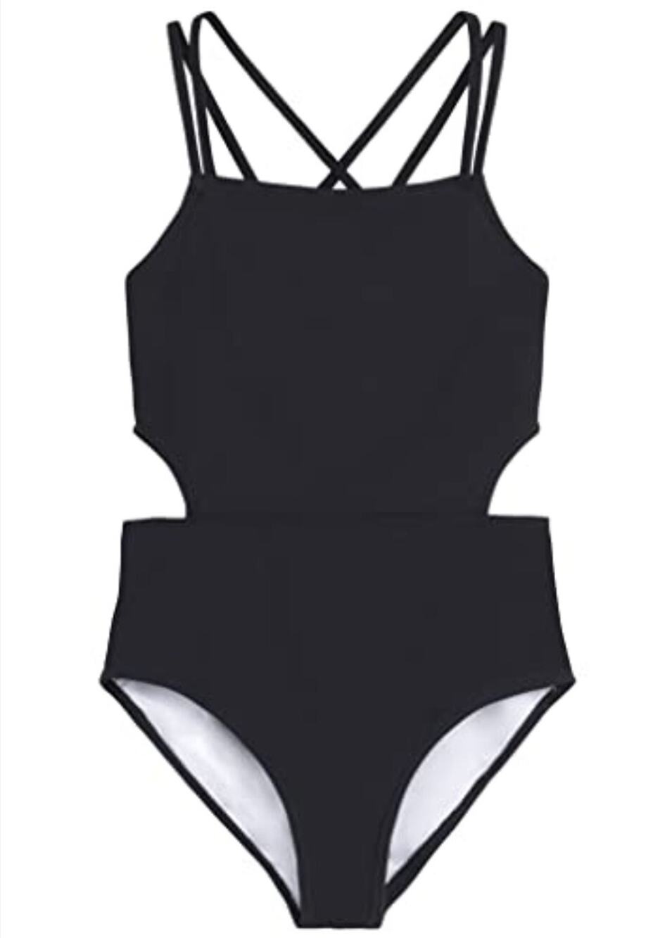 Kanu Surf Girls Beach Girl Sport Cut-Out one Piece Swimsuit Black, 12